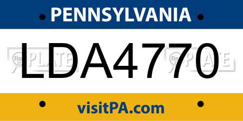 LDA4770 Pennsylvania License Plate