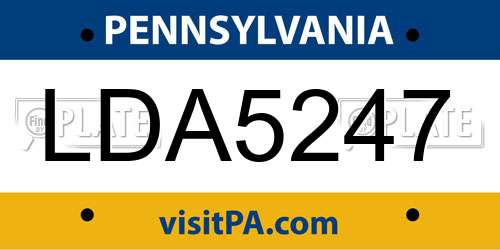 LDA5247 Pennsylvania License Plate