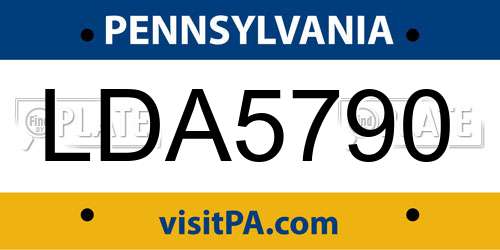 LDA5790 Pennsylvania License Plate