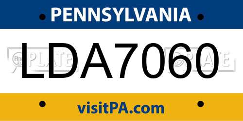 LDA7060 Pennsylvania License Plate