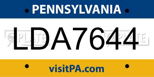 LDA7644 Pennsylvania License Plate
