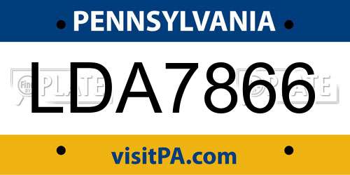 LDA7866 Pennsylvania License Plate