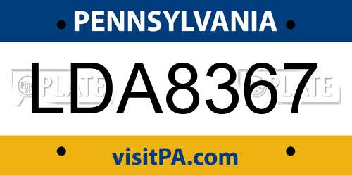 LDA8367 Pennsylvania License Plate