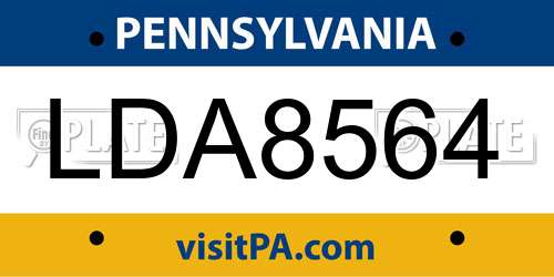 LDA8564 Pennsylvania License Plate