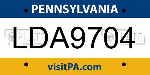 LDA9704 Pennsylvania License Plate