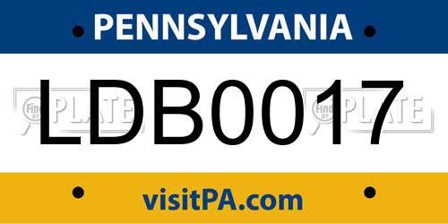 LDB0017 Pennsylvania License Plate