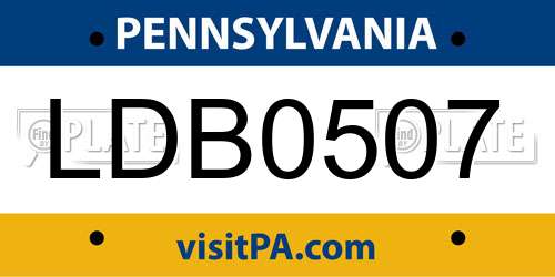 LDB0507 Pennsylvania License Plate