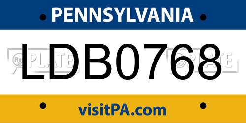 LDB0768 Pennsylvania License Plate