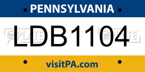 LDB1104 Pennsylvania License Plate