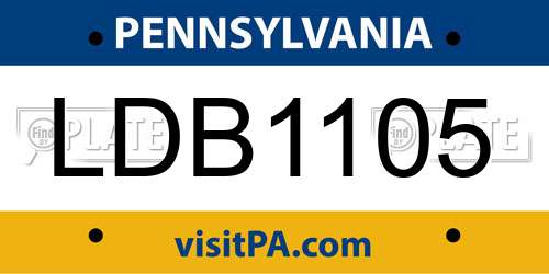 LDB1105 Pennsylvania License Plate