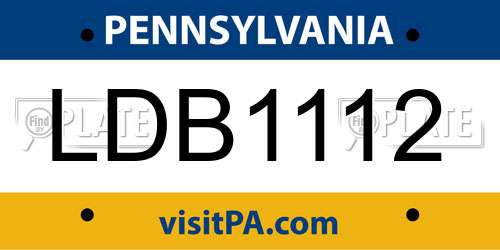 LDB1112 Pennsylvania License Plate
