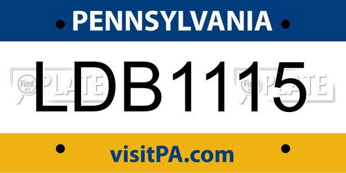 LDB1115 Pennsylvania License Plate