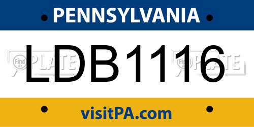 LDB1116 Pennsylvania License Plate