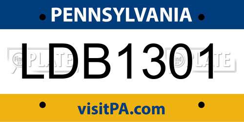 LDB1301 Pennsylvania License Plate