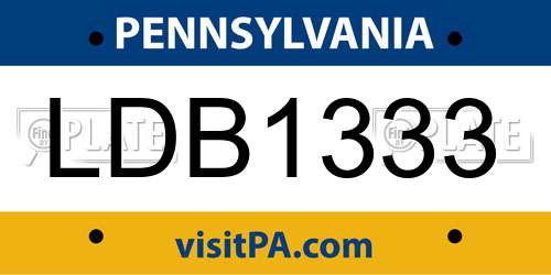 LDB1333 Pennsylvania License Plate
