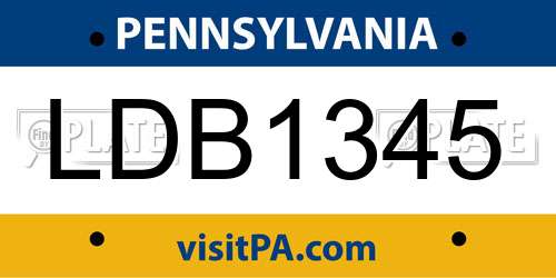 LDB1345 Pennsylvania License Plate