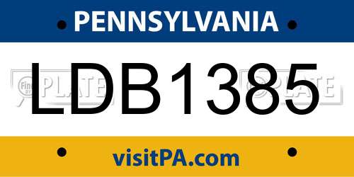 LDB1385 Pennsylvania License Plate