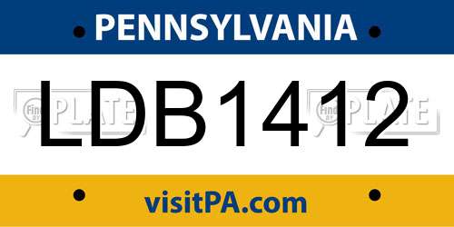 LDB1412 Pennsylvania License Plate