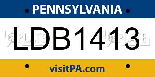 LDB1413 Pennsylvania License Plate