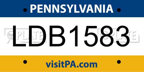 LDB1583 Pennsylvania License Plate