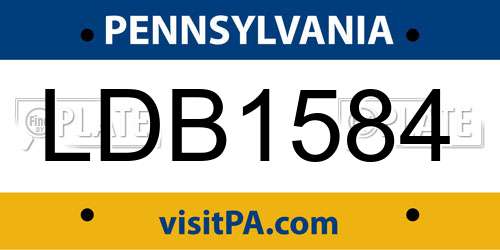 LDB1584 Pennsylvania License Plate