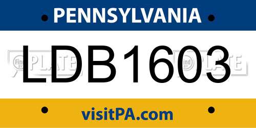 LDB1603 Pennsylvania License Plate