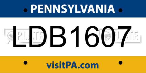 LDB1607 Pennsylvania License Plate