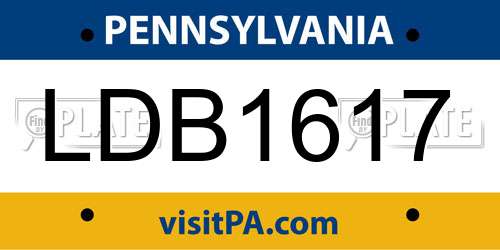 LDB1617 Pennsylvania License Plate