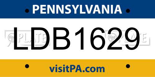 LDB1629 Pennsylvania License Plate
