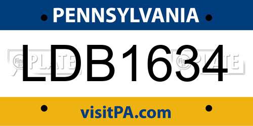 LDB1634 Pennsylvania License Plate