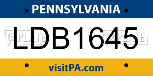 LDB1645 Pennsylvania License Plate