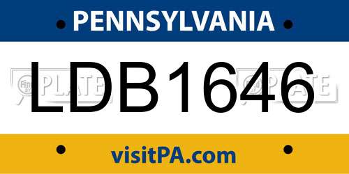 LDB1646 Pennsylvania License Plate