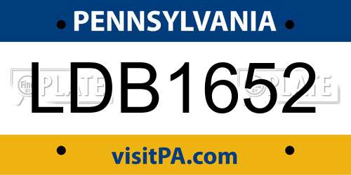 LDB1652 Pennsylvania License Plate
