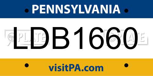 LDB1660 Pennsylvania License Plate