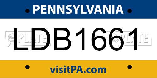 LDB1661 Pennsylvania License Plate