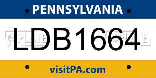 LDB1664 Pennsylvania License Plate