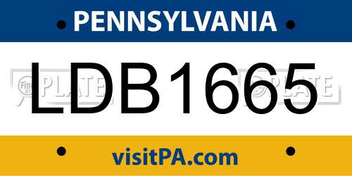 LDB1665 Pennsylvania License Plate