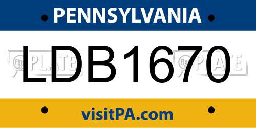 LDB1670 Pennsylvania License Plate