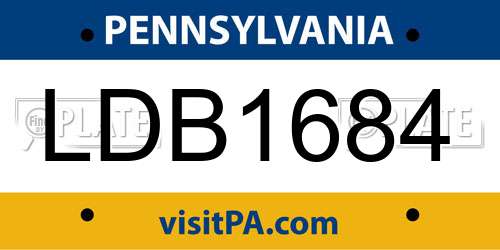 LDB1684 Pennsylvania License Plate