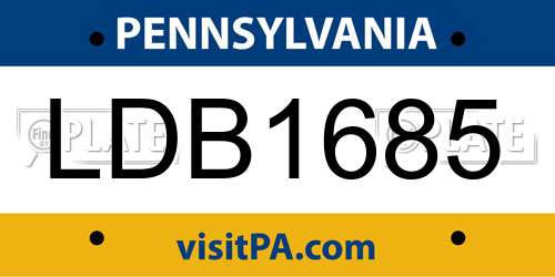 LDB1685 Pennsylvania License Plate