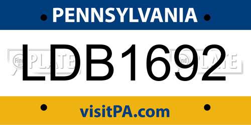 LDB1692 Pennsylvania License Plate