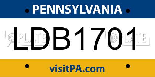 LDB1701 Pennsylvania License Plate