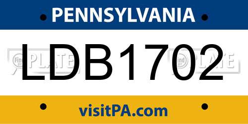 LDB1702 Pennsylvania License Plate