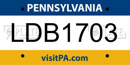 LDB1703 Pennsylvania License Plate