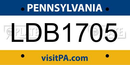 LDB1705 Pennsylvania License Plate