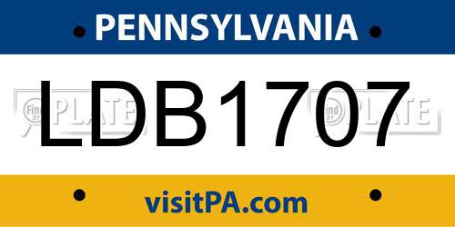 LDB1707 Pennsylvania License Plate