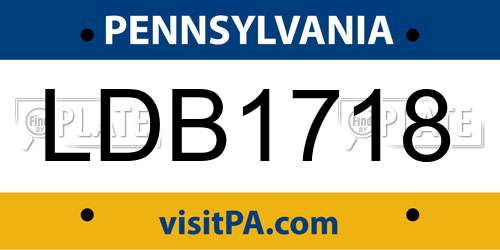 LDB1718 Pennsylvania License Plate
