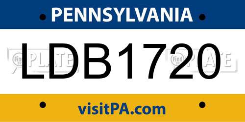 LDB1720 Pennsylvania License Plate