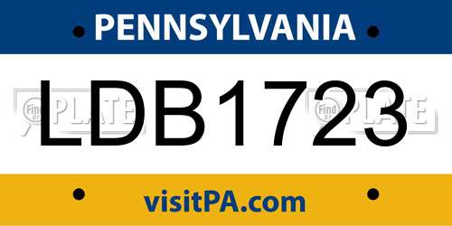 LDB1723 Pennsylvania License Plate
