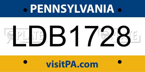 LDB1728 Pennsylvania License Plate